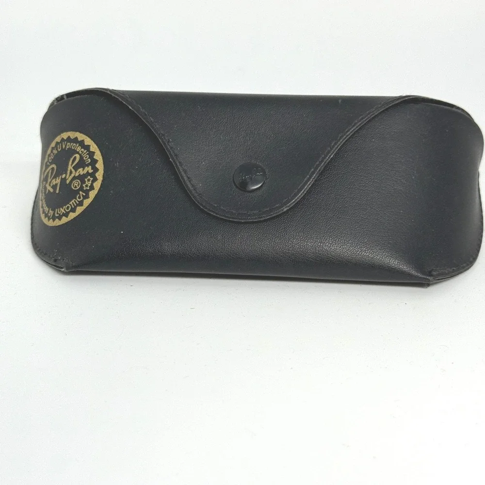 Ray Ban Black Leather Sunglasses Case Luxottica Snap Closure Protective Pouch 2